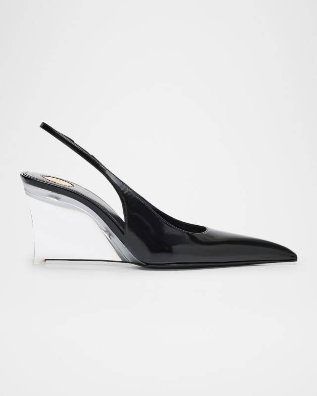 Miller Leather Clear-Wedge Pumps